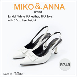 KM-009 Sandal ,White, PU leather, TPU Sole, with 8.0cm heel height