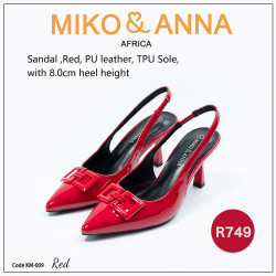 KM-009 Sandal ,Red, PU leather, TPU Sole, with 8.0cm heel height