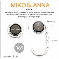 HK0001-Sliver Versatile and anti-slip hook,hold your handbag with its 5kg strength.