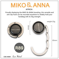 HK0001-Gun Metal Versatile and anti-slip hook,hold your handbag with its 5kg strength.