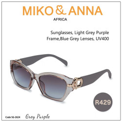 SG-2624 Grey Purple, Sunglasses, Light Grey Purple Frame,Blue Grey Lenses, UV400