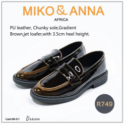 KM-011 Brown ,PU leather, Chunky sole,Gradient Brown,jet loafer,with 3.5cm heel height.