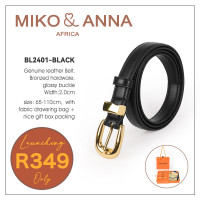 BL2401-BLACK Genuine leather Belt, Bronzed hardware, Glossy Buckle, Width:2.0cm