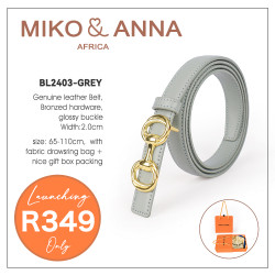 BL2403-GREY Genuine leather Belt, Bronzed hardware, Glossy Buckle, Width:2.0cm