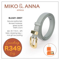 BL2401-GREY Genuine leather Belt, Bronzed hardware, Glossy Buckle, Width:2.0cm