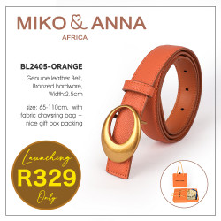 BL2405-ORANGE Genuine leather Belt, Bronzed hardware, Width:2.5cm