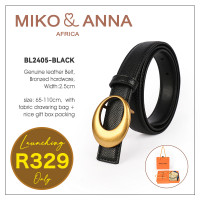 BL2405-BLACK Genuine leather Belt, Bronzed hardware,  Width:2.5cm