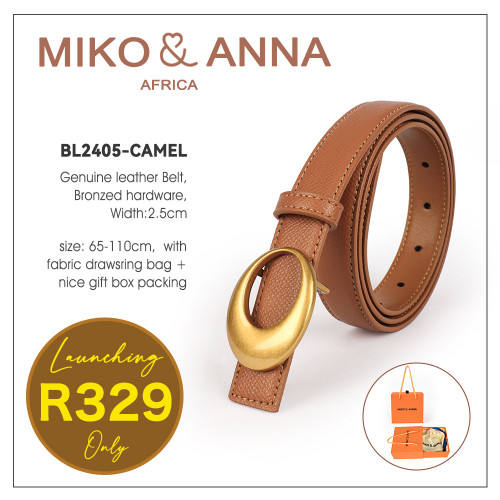 BL2405-CAMEL Genuine leather Belt, Bronzed hardware, Width:2.5cm