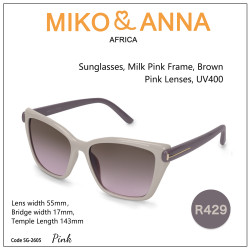 SG-2605 Pink, Sunglasses, Milk Pink Frame, Brown Pink Lenses, UV400