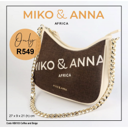 HB0103  BAG COFFEE & BEIGE 27cm x 9cm x 21cm