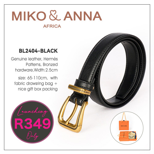 BL2404-BLACK Genuine leather Belt, Hermés Patterns,Bronzed hardware, Width:2.5cm