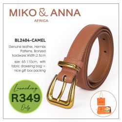 BL2404-CAMEL Genuine leather Belt, Hermés Patterns,Bronzed hardware, Width:2.5cm