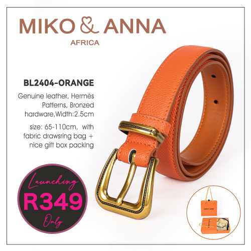 BL2404-ORANGE Genuine leather Belt, Hermés Patterns,Bronzed hardware, Width:2.5cm