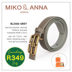 BL2406-GREY Genuine leather Belt, Hermés Patterns,Bronzed hardware, Width:2.5cm