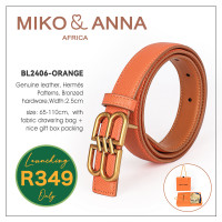BL2406-ORANGE Genuine leather Belt, Hermés Patterns,Bronzed hardware, Width:2.5cm
